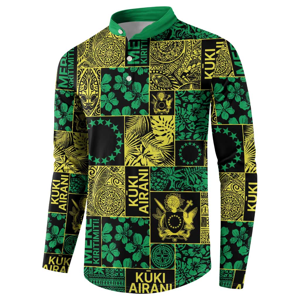 Cook Islands Mere Kiritimiti Button Sweatshirt Pacific Patchwork Xmas Vibes LT9 - Polynesian Pride