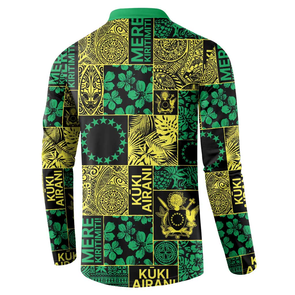 Cook Islands Mere Kiritimiti Button Sweatshirt Pacific Patchwork Xmas Vibes LT9 - Polynesian Pride