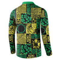 Cook Islands Mere Kiritimiti Button Sweatshirt Pacific Patchwork Xmas Vibes LT9 - Polynesian Pride
