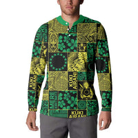 Cook Islands Mere Kiritimiti Button Sweatshirt Pacific Patchwork Xmas Vibes LT9 - Polynesian Pride
