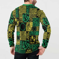 Cook Islands Mere Kiritimiti Button Sweatshirt Pacific Patchwork Xmas Vibes LT9 - Polynesian Pride