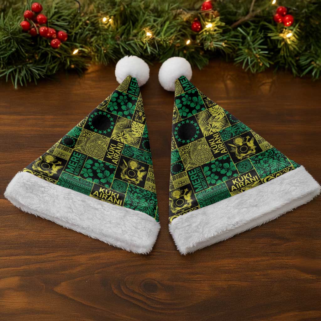 Cook Islands Mere Kiritimiti Christmas Santa Hat Pacific Patchwork Xmas Vibes - Polynesian Pride