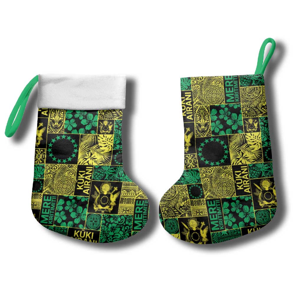 Cook Islands Mere Kiritimiti Christmas Stocking Pacific Patchwork Xmas Vibes - Polynesian Pride