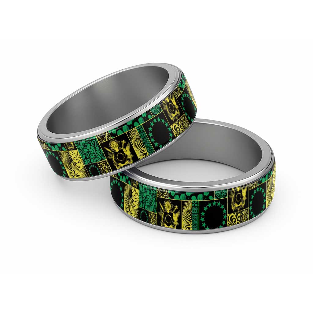 Cook Islands Mere Kiritimiti Classic Ring Pacific Patchwork Xmas Vibes LT9 Sliver Green - Polynesian Pride