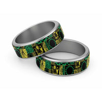 Cook Islands Mere Kiritimiti Classic Ring Pacific Patchwork Xmas Vibes LT9 Sliver Green - Polynesian Pride