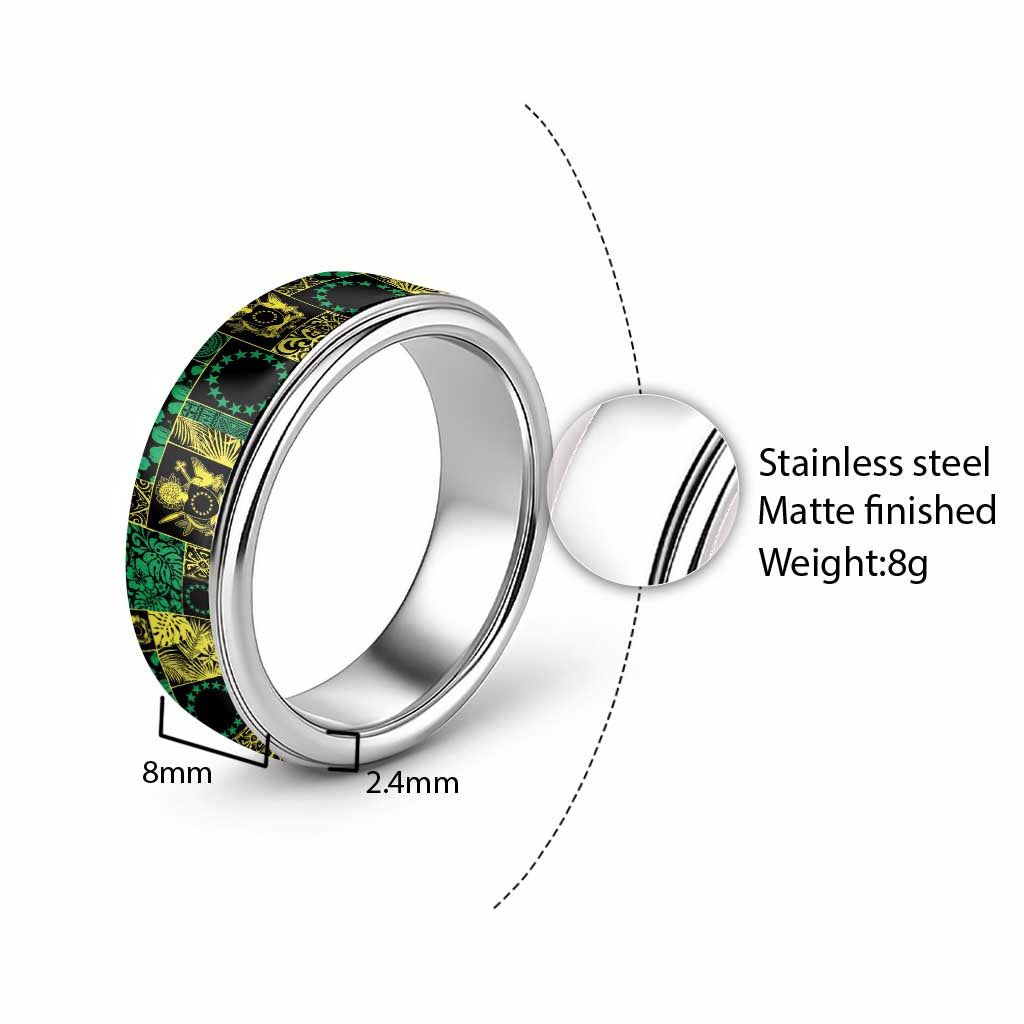 Cook Islands Mere Kiritimiti Classic Ring Pacific Patchwork Xmas Vibes LT9 - Polynesian Pride