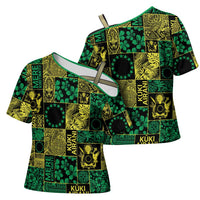 Cook Islands Mere Kiritimiti Cross Shoulder Shirt Pacific Patchwork Xmas Vibes LT9 - Polynesian Pride