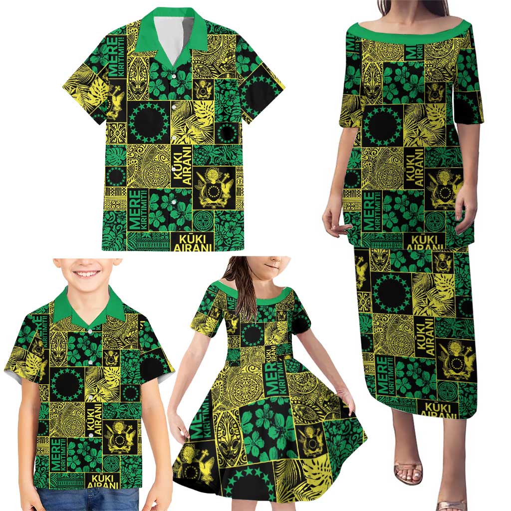 Cook Islands Mere Kiritimiti Family Matching Puletasi and Hawaiian Shirt Pacific Patchwork Xmas Vibes LT9 - Polynesian Pride