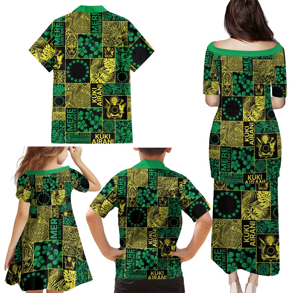 Cook Islands Mere Kiritimiti Family Matching Puletasi and Hawaiian Shirt Pacific Patchwork Xmas Vibes LT9 - Polynesian Pride
