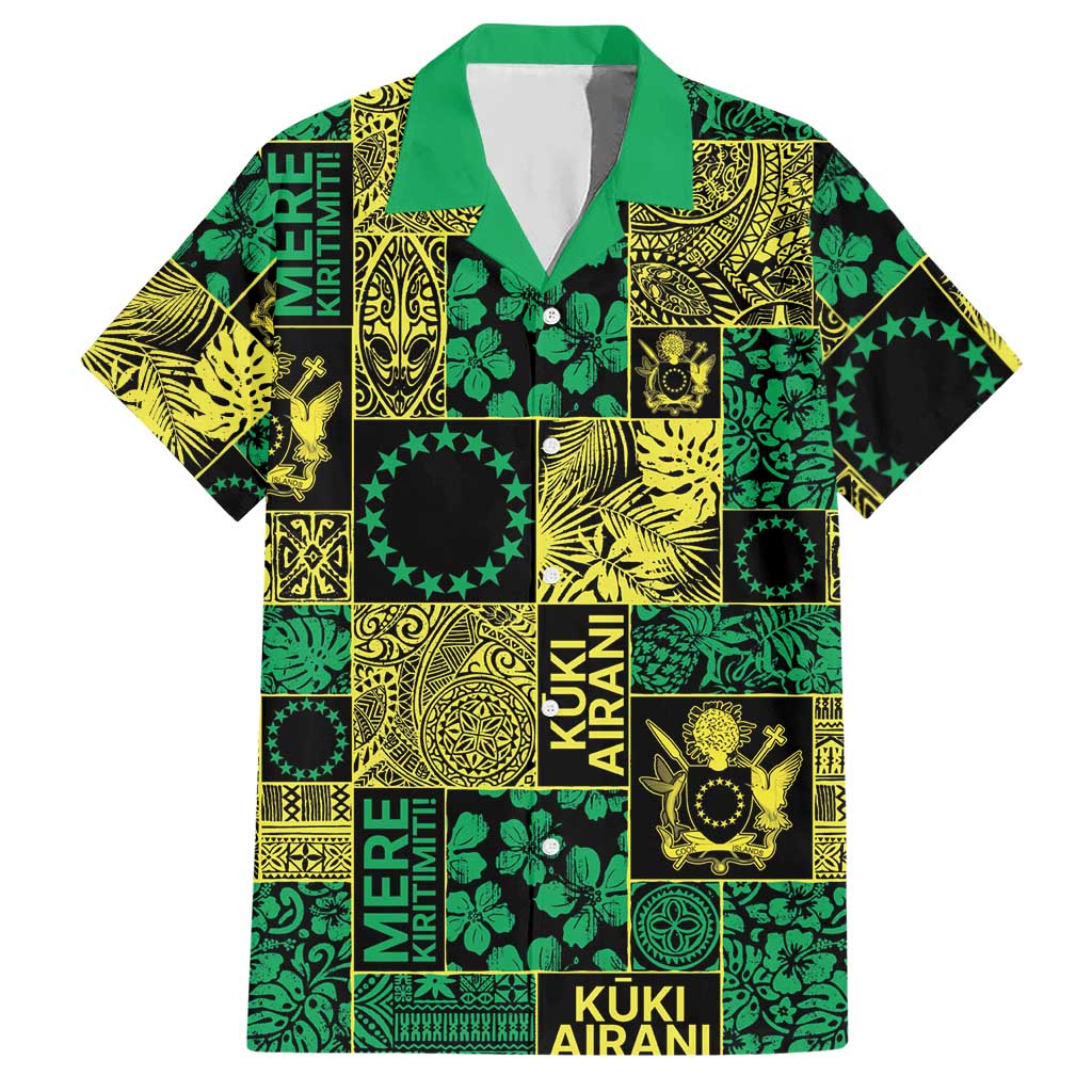 Cook Islands Mere Kiritimiti Hawaiian Shirt Pacific Patchwork Xmas Vibes LT9 Green - Polynesian Pride