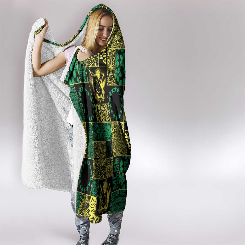 Cook Islands Mere Kiritimiti Hooded Blanket Pacific Patchwork Xmas Vibes - Polynesian Pride