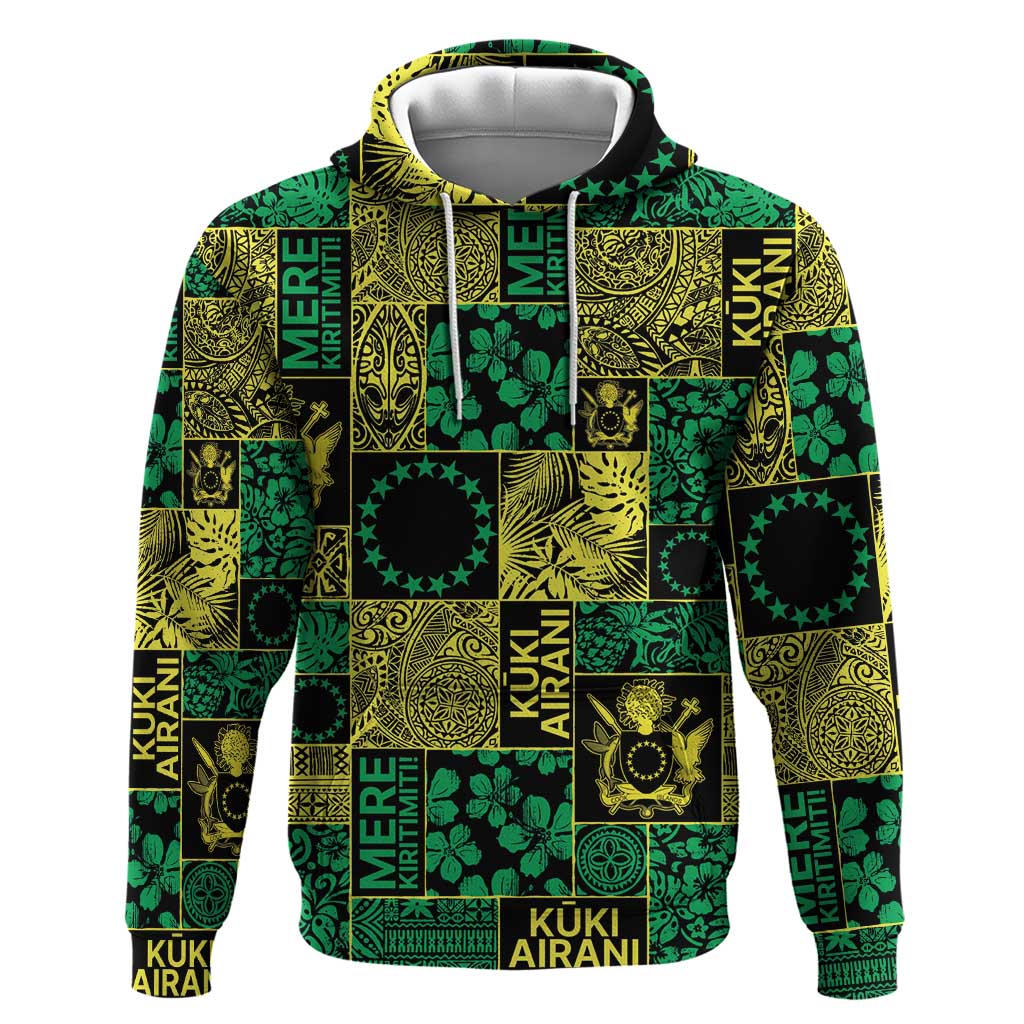 Cook Islands Mere Kiritimiti Hoodie Pacific Patchwork Xmas Vibes - Polynesian Pride