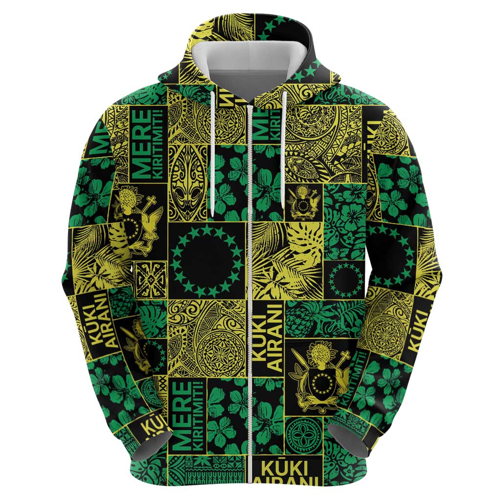 Cook Islands Mere Kiritimiti Hoodie Pacific Patchwork Xmas Vibes - Polynesian Pride