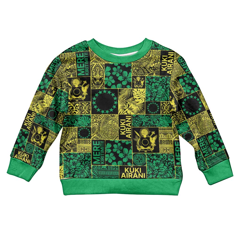 Cook Islands Mere Kiritimiti Kid Ugly Christmas Sweater Pacific Patchwork Xmas Vibes - Polynesian Pride