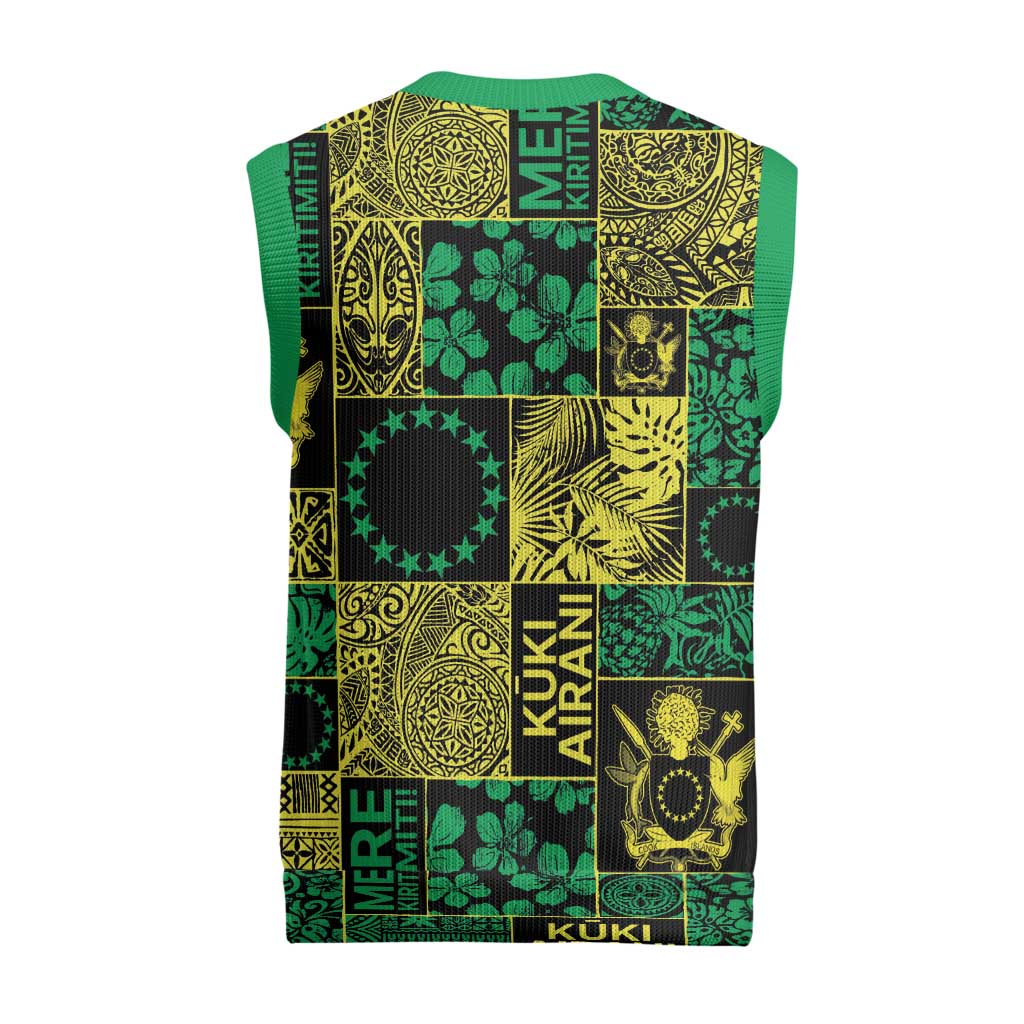 Cook Islands Mere Kiritimiti Christmas Knitted V-Neck Vest Pacific Patchwork Xmas Vibes LT9 - Polynesian Pride