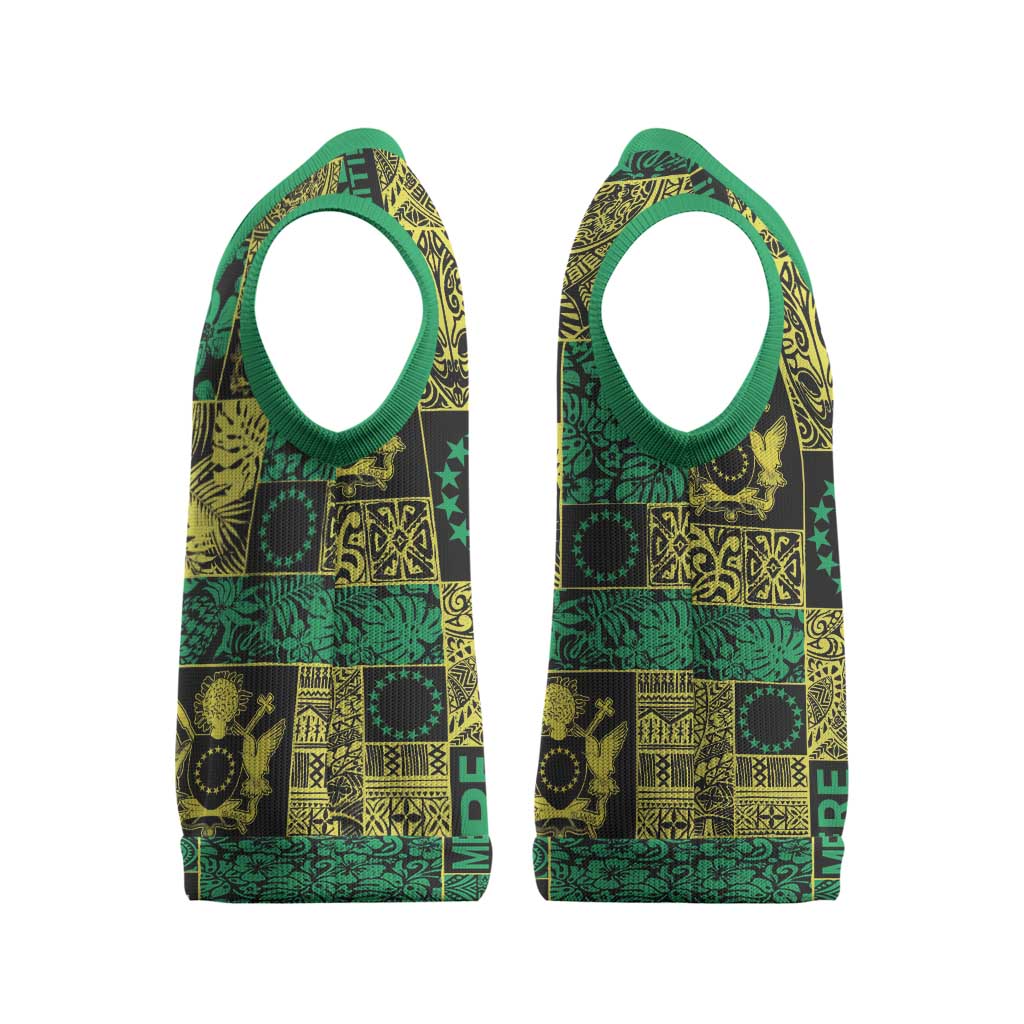 Cook Islands Mere Kiritimiti Christmas Knitted V-Neck Vest Pacific Patchwork Xmas Vibes LT9 - Polynesian Pride