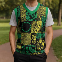 Cook Islands Mere Kiritimiti Christmas Knitted V-Neck Vest Pacific Patchwork Xmas Vibes LT9 - Polynesian Pride