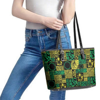 Cook Islands Mere Kiritimiti Leather Tote Bag Pacific Patchwork Xmas Vibes - Polynesian Pride