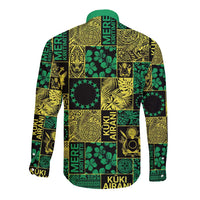 Cook Islands Mere Kiritimiti Long Sleeve Button Shirt Pacific Patchwork Xmas Vibes LT9 - Polynesian Pride