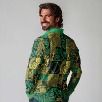 Cook Islands Mere Kiritimiti Long Sleeve Polo Shirt Pacific Patchwork Xmas Vibes LT9 - Polynesian Pride