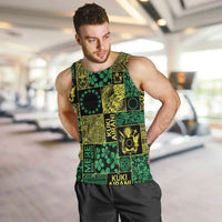 Cook Islands Mere Kiritimiti Men Tank Top Pacific Patchwork Xmas Vibes LT9 Green - Polynesian Pride