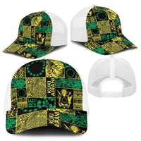 Cook Islands Mere Kiritimiti Mesh Trucker Cap Pacific Patchwork Xmas Vibes - Polynesian Pride