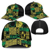 Cook Islands Mere Kiritimiti Mesh Trucker Cap Pacific Patchwork Xmas Vibes - Polynesian Pride