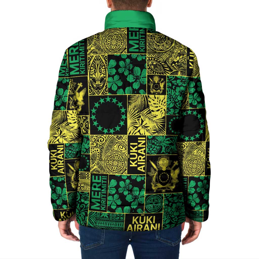 Cook Islands Mere Kiritimiti Padded Jacket Pacific Patchwork Xmas Vibes LT9 - Polynesian Pride