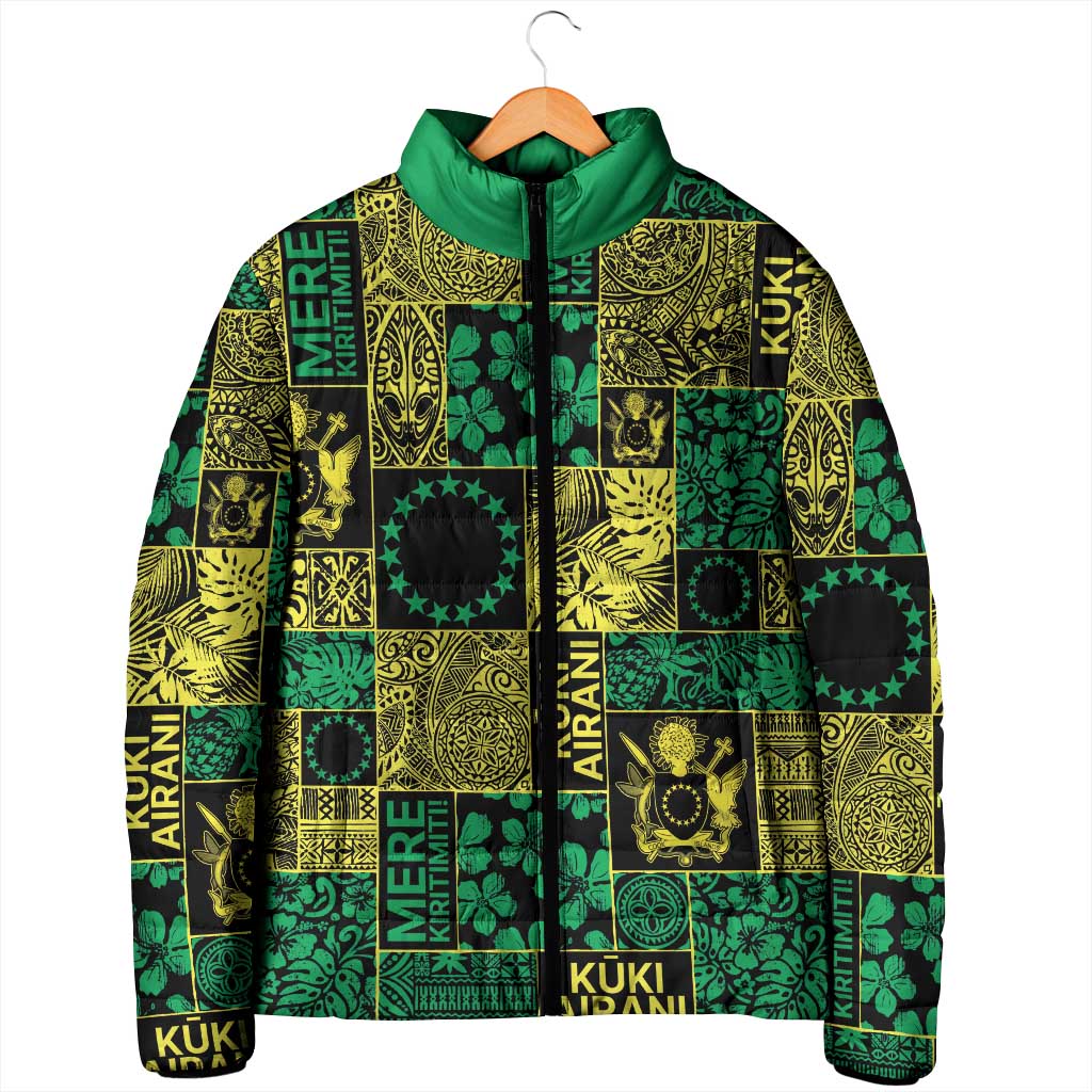 Cook Islands Mere Kiritimiti Padded Jacket Pacific Patchwork Xmas Vibes LT9 - Polynesian Pride