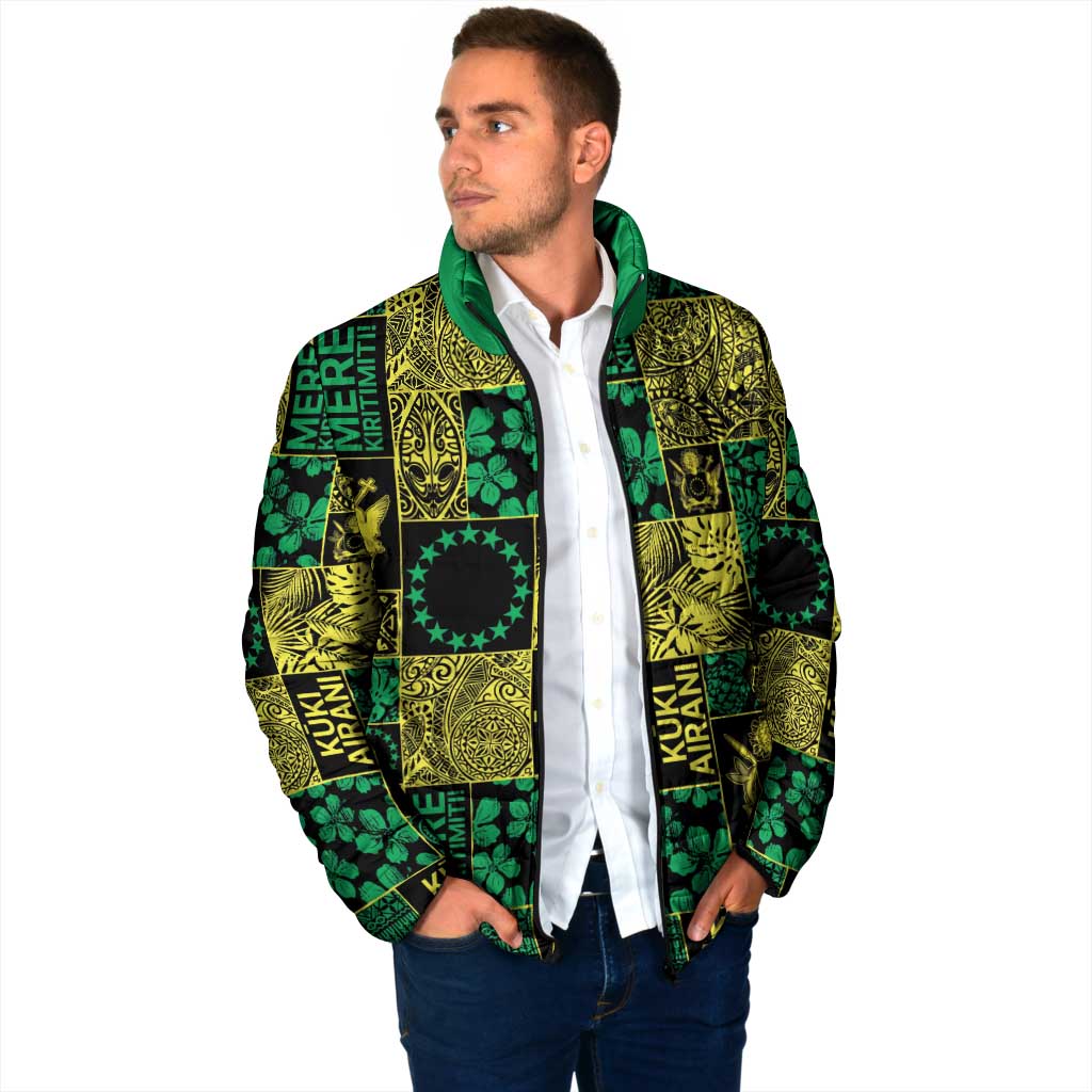 Cook Islands Mere Kiritimiti Padded Jacket Pacific Patchwork Xmas Vibes LT9 - Polynesian Pride