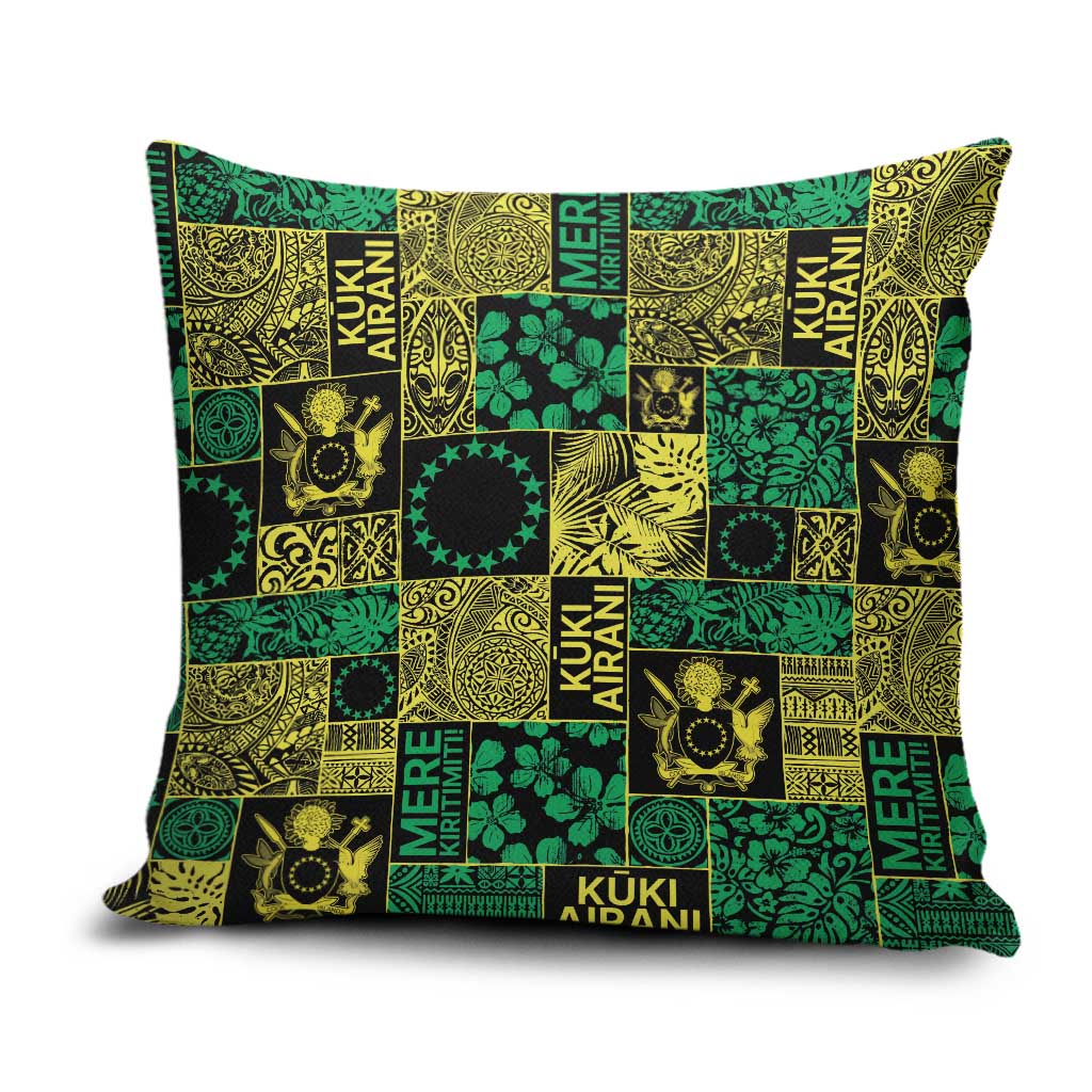 Cook Islands Mere Kiritimiti Pillow Cover Pacific Patchwork Xmas Vibes LT9 Green - Polynesian Pride