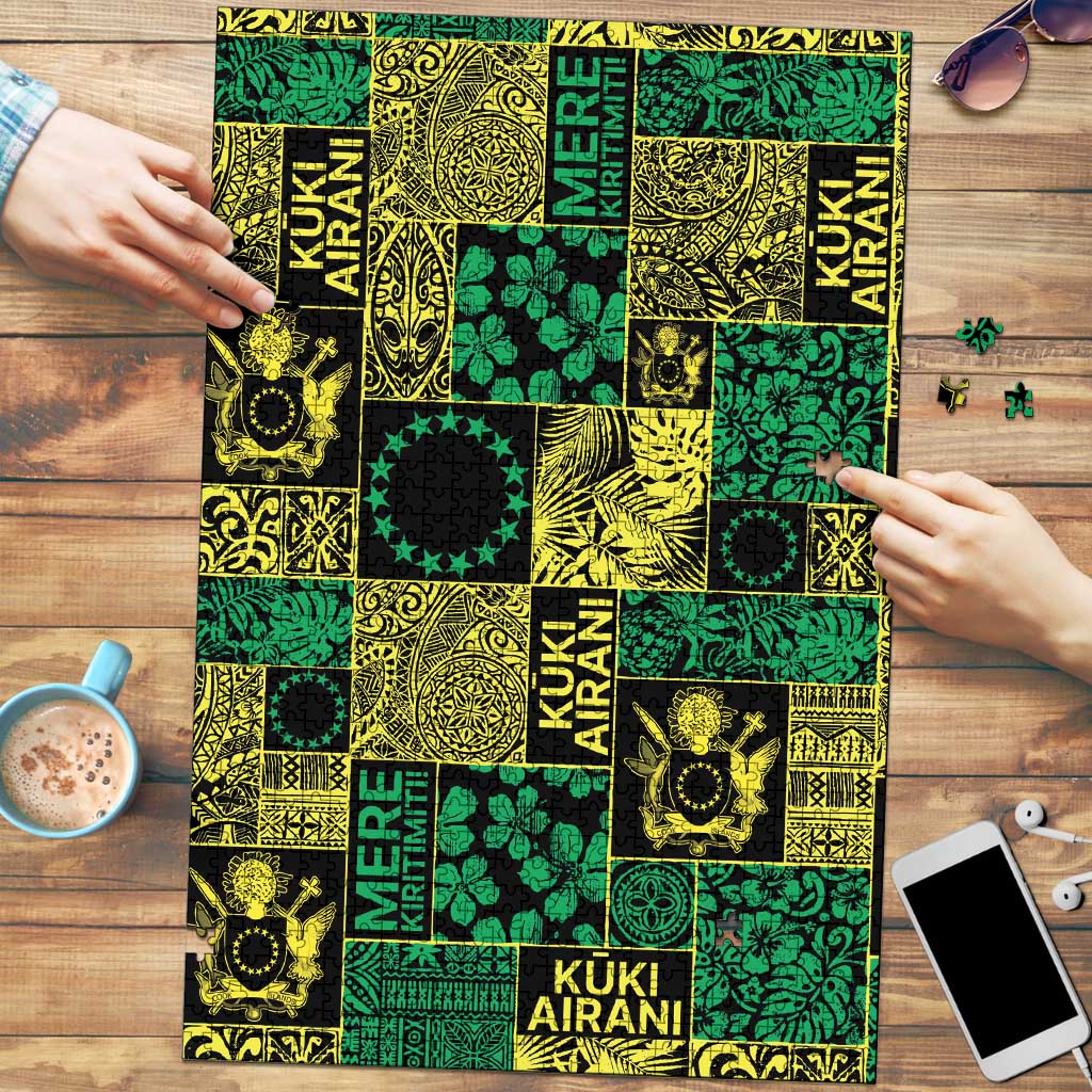 Cook Islands Mere Kiritimiti Puzzle Pacific Patchwork Xmas Vibes LT9 Green - Polynesian Pride