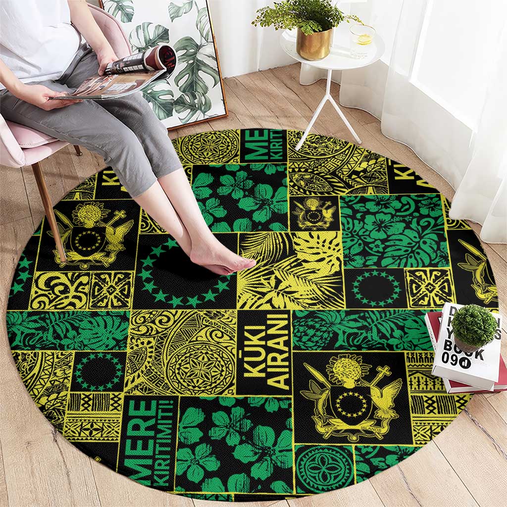 Cook Islands Mere Kiritimiti Round Carpet Pacific Patchwork Xmas Vibes LT9 - Polynesian Pride