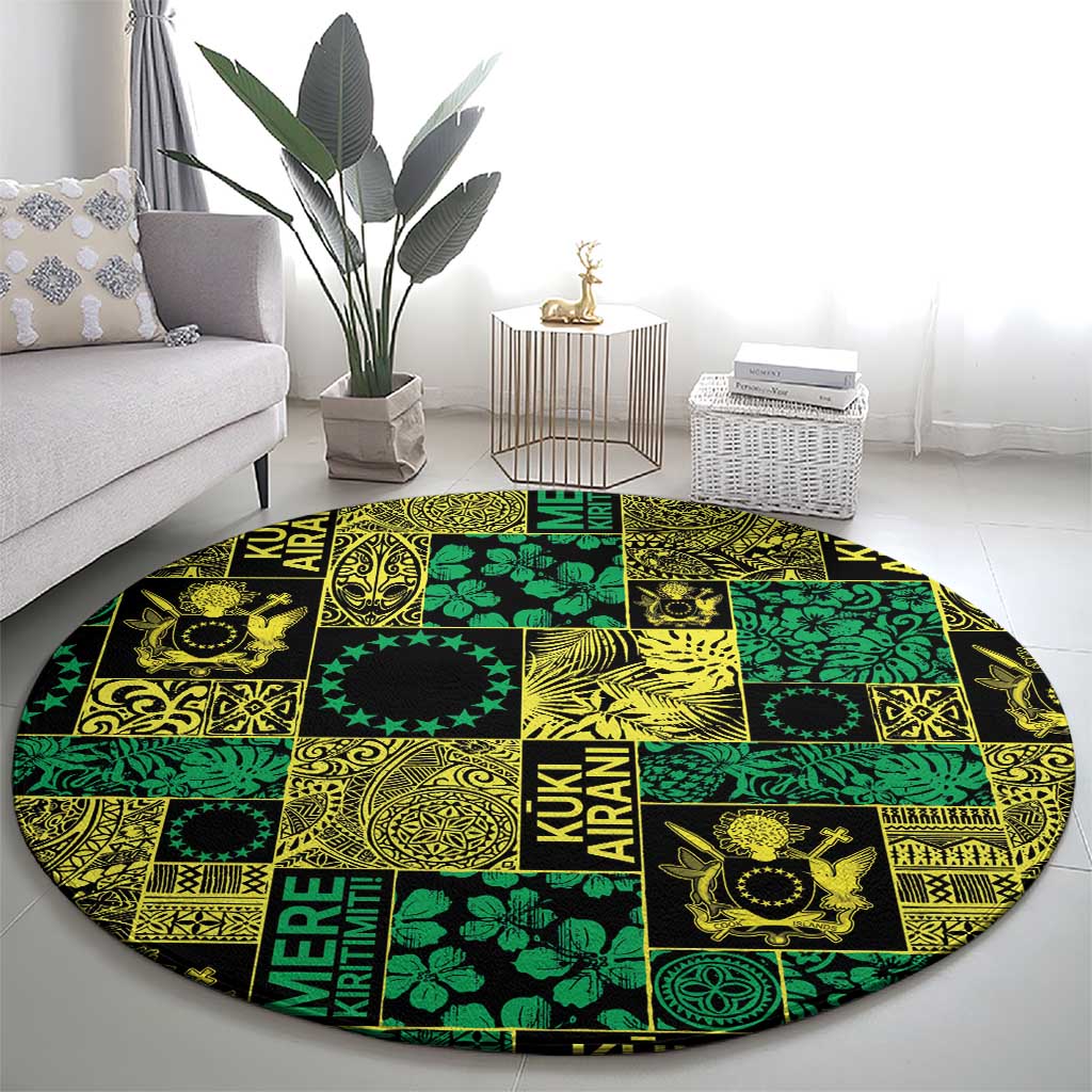 Cook Islands Mere Kiritimiti Round Carpet Pacific Patchwork Xmas Vibes LT9 - Polynesian Pride