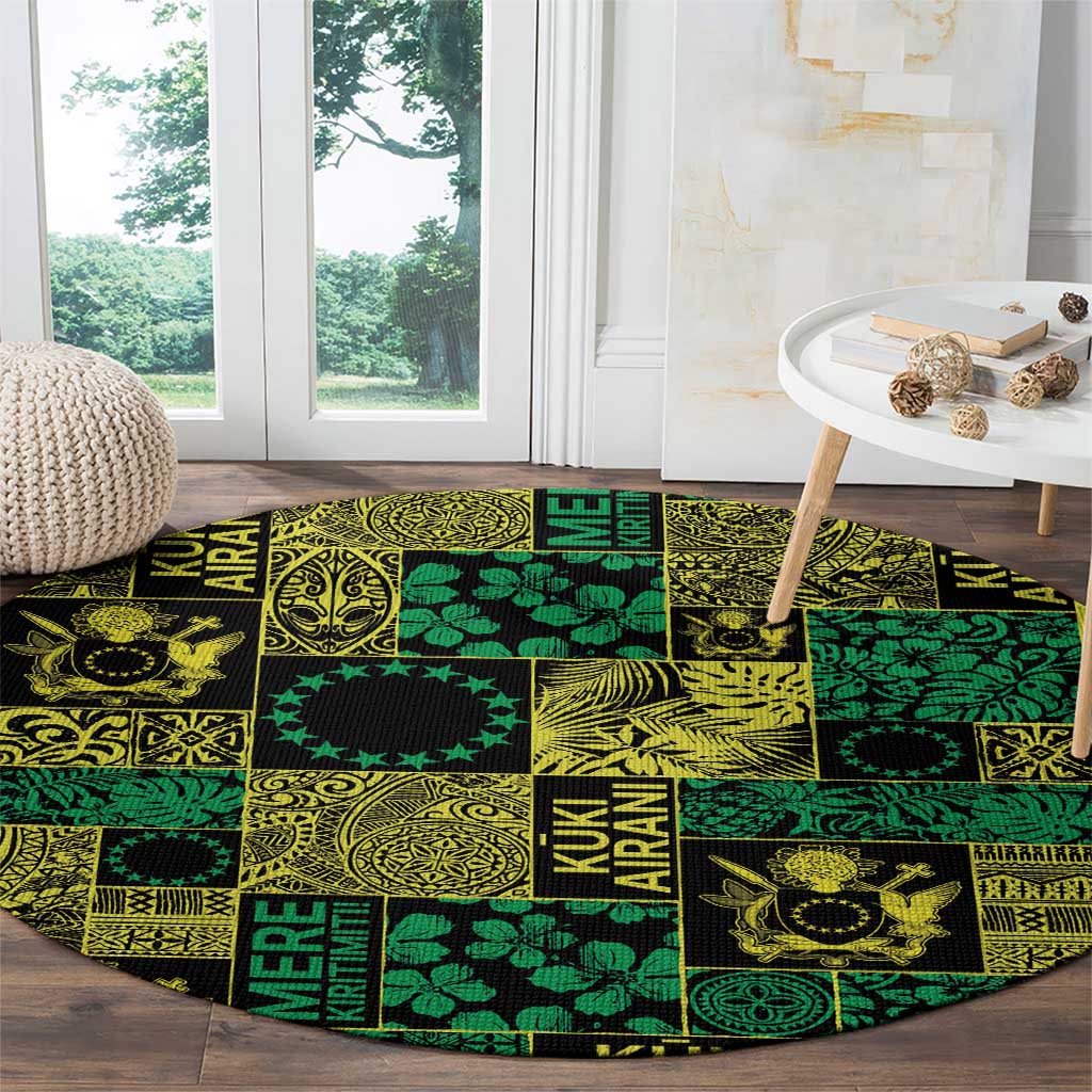 Cook Islands Mere Kiritimiti Round Carpet Pacific Patchwork Xmas Vibes LT9 - Polynesian Pride