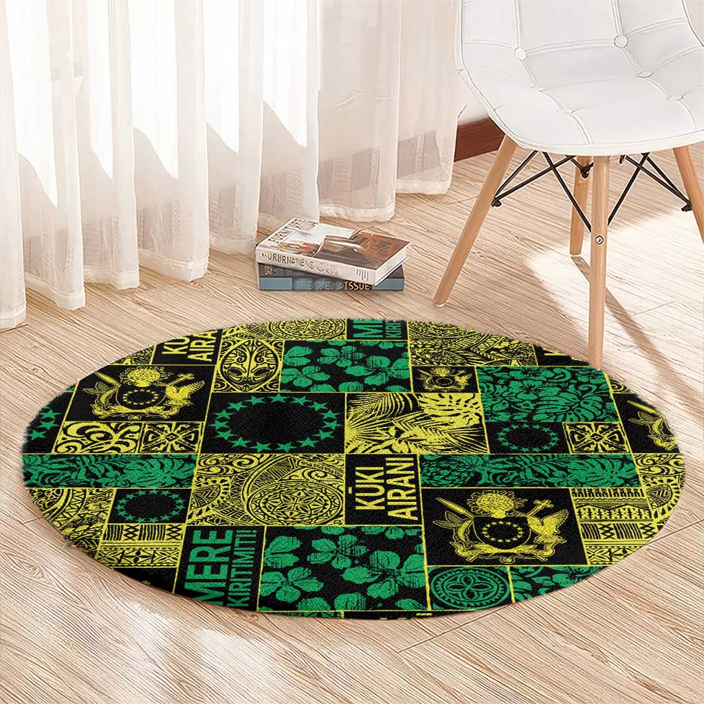 Cook Islands Mere Kiritimiti Round Carpet Pacific Patchwork Xmas Vibes LT9 - Polynesian Pride