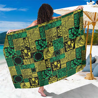 Cook Islands Mere Kiritimiti Sarong Pacific Patchwork Xmas Vibes LT9 One Size 44 x 66 inches Green - Polynesian Pride