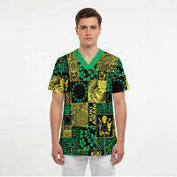 Cook Islands Mere Kiritimiti Scrub Top Pacific Patchwork Xmas Vibes LT9 - Polynesian Pride