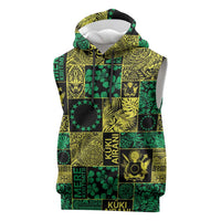 Cook Islands Mere Kiritimiti Sleeveless Hoodie Pacific Patchwork Xmas Vibes LT9 Green - Polynesian Pride