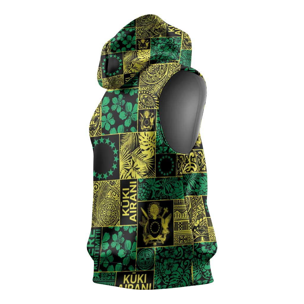 Cook Islands Mere Kiritimiti Sleeveless Hoodie Pacific Patchwork Xmas Vibes LT9 - Polynesian Pride