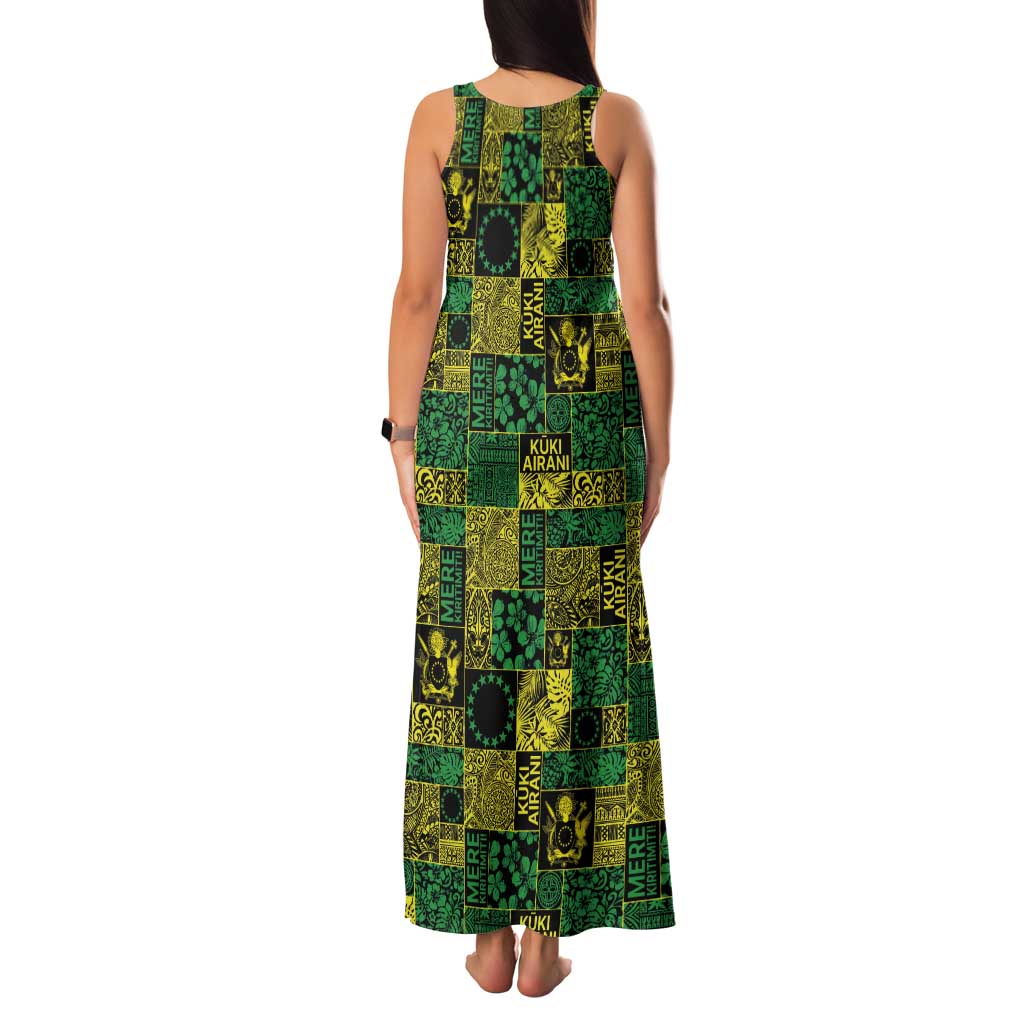 Cook Islands Mere Kiritimiti Tank Maxi Dress Pacific Patchwork Xmas Vibes - Polynesian Pride