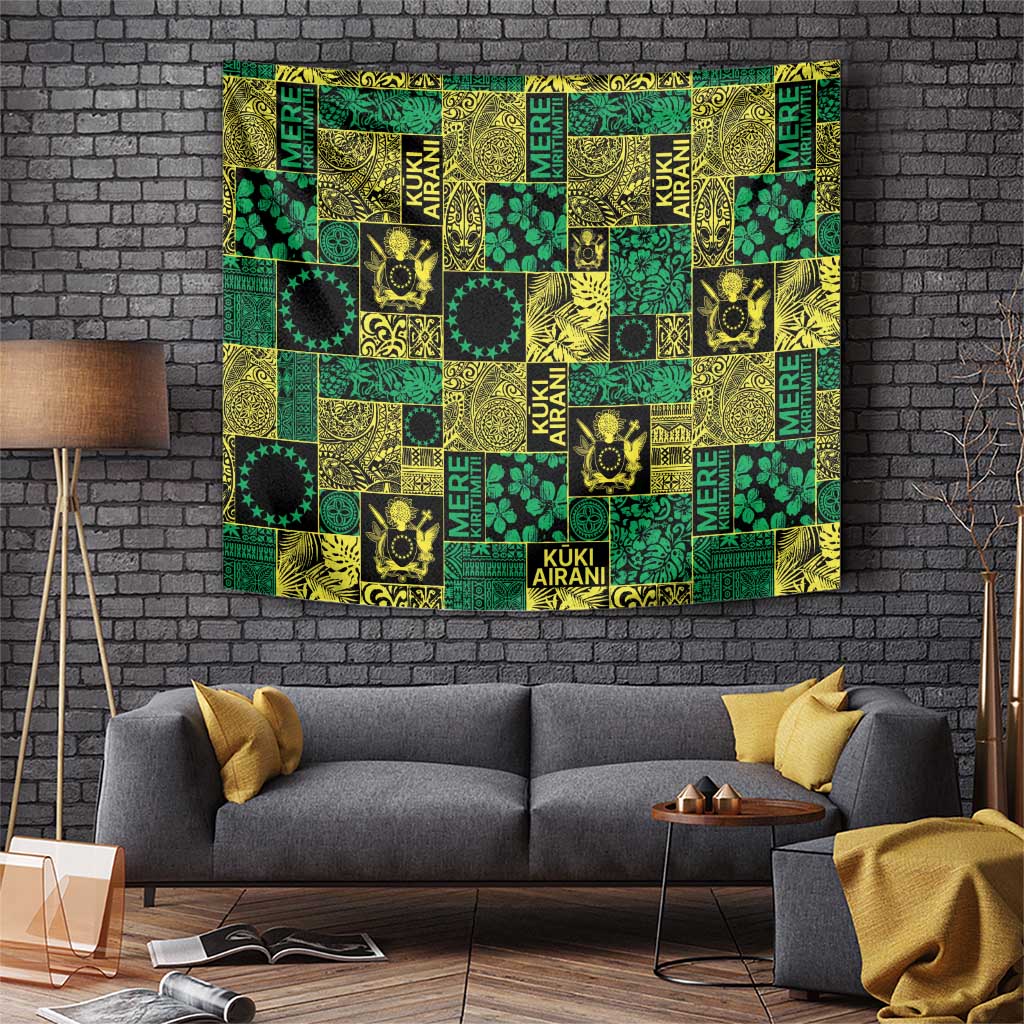 Cook Islands Mere Kiritimiti Tapestry Pacific Patchwork Xmas Vibes LT9 Green - Polynesian Pride