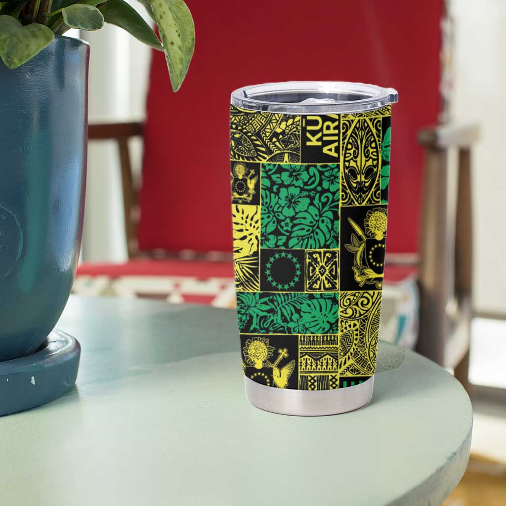 Cook Islands Mere Kiritimiti Tumbler Cup Pacific Patchwork Xmas Vibes - Polynesian Pride
