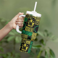 Cook Islands Mere Kiritimiti Tumbler With Handle Pacific Patchwork Xmas Vibes - Polynesian Pride