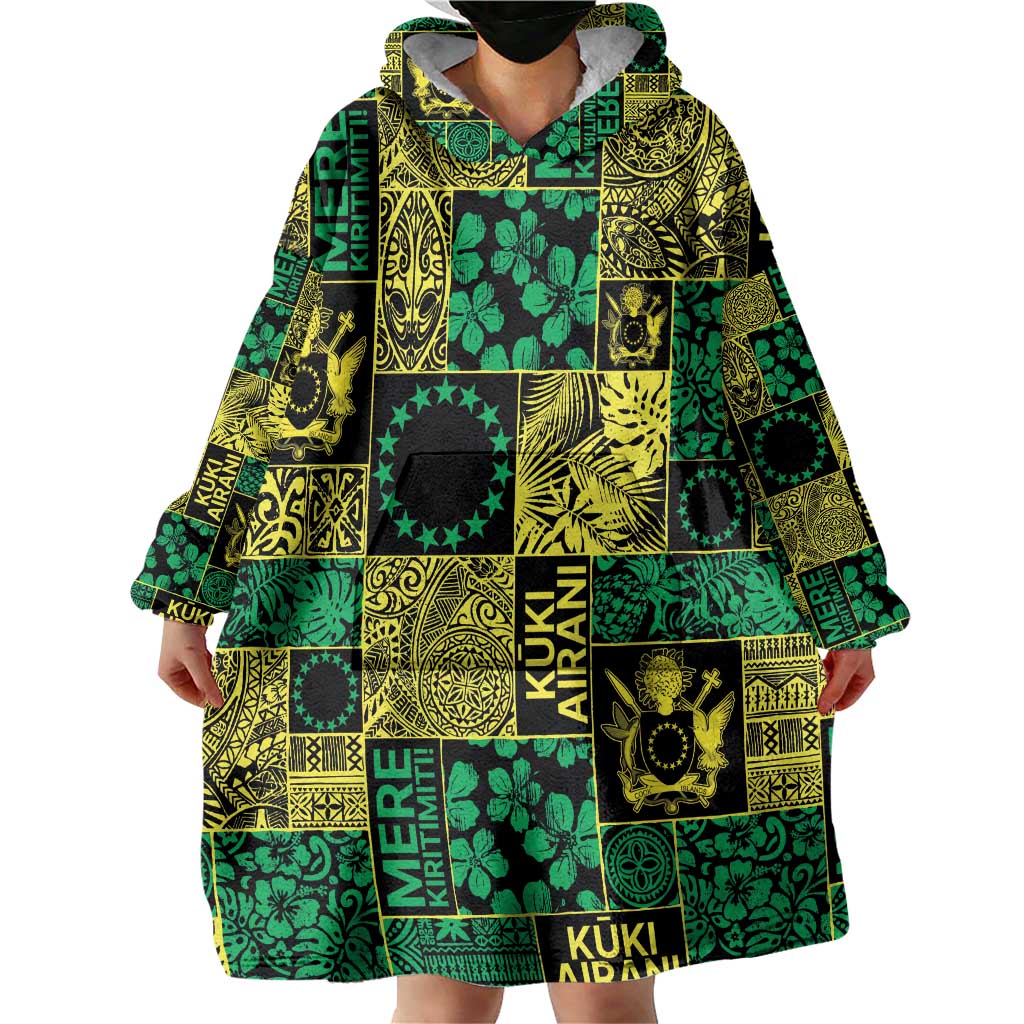 Cook Islands Mere Kiritimiti Wearable Blanket Hoodie Pacific Patchwork Xmas Vibes - Polynesian Pride