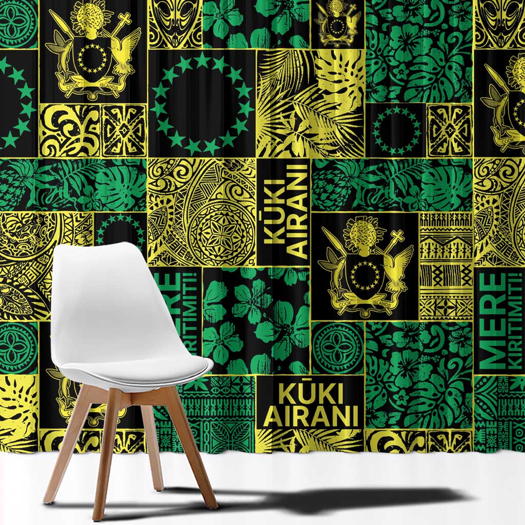 Cook Islands Mere Kiritimiti Window Curtain Pacific Patchwork Xmas Vibes - Polynesian Pride