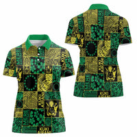 Cook Islands Mere Kiritimiti Women Polo Shirt Pacific Patchwork Xmas Vibes - Polynesian Pride