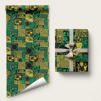 Cook Islands Mere Kiritimiti Wrapping Paper Pacific Patchwork Xmas Vibes LT9 58" × 23" Green - Polynesian Pride