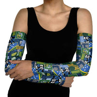 Solomon Islands Meri Kirihimete Arm Sleeves Pacific Patchwork Xmas Vibes LT9 - Polynesian Pride