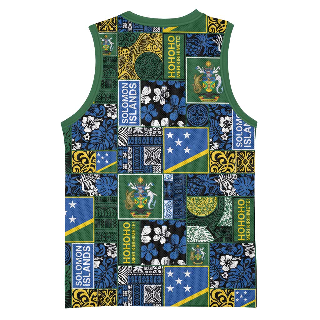 Solomon Islands Meri Kirihimete Basketball Jersey Pacific Patchwork Xmas Vibes LT9 - Polynesian Pride